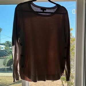 Brown Sheer Long Sleeve Sweater